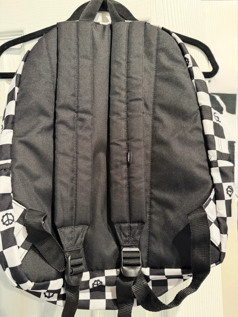 Vans Black & White Checkerboard Backpack with Pastel Logo - Picture 2 of 2